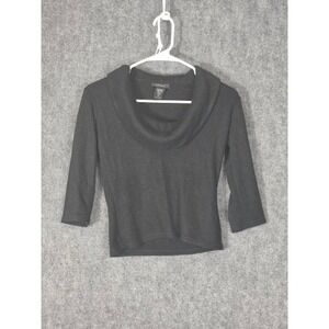 Express Black Cowl Neck 3/4 Sleeve Sweater Top XS Rabbit Hair Chic Work Office